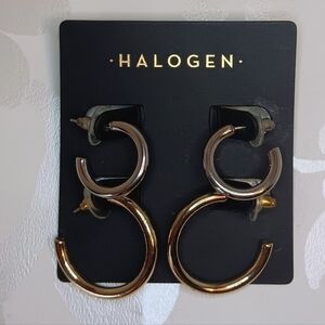 Halogen Silver & Gold Hoop Earrings